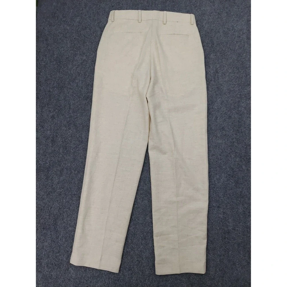 J Ferrar Linen Blend Pants Men 30x32 Beige Textured Trouser Dress Flat Front New
